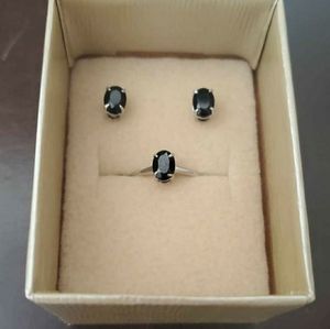 Black onyx ring and earrings set